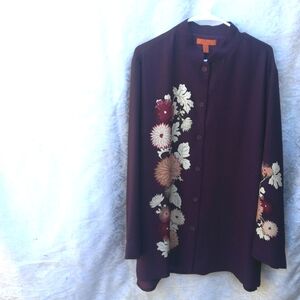 Elegant Floral Embroidered Women's Blazer